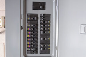 electrical panel with updated breakers in a home in Vancouver, WA