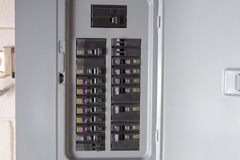 electrical panel with updated breakers in a home in Vancouver, WA