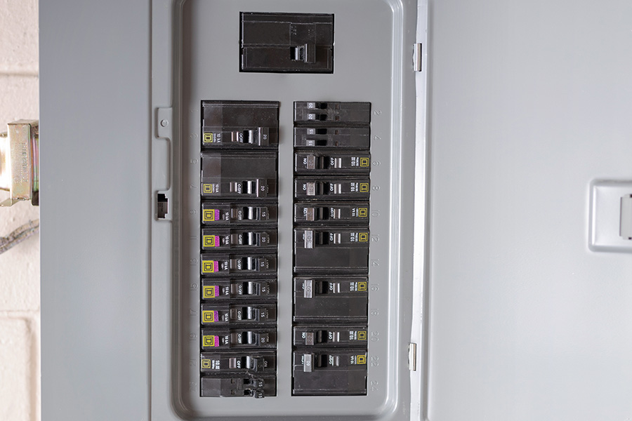 electrical panel with updated breakers in a home in Vancouver, WA