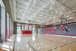 New gymnasium at Lincoln High to illustrate Exterior of the new Lincoln High School in Portland OR to illustrate Lincoln High School rebuild in Portland OR