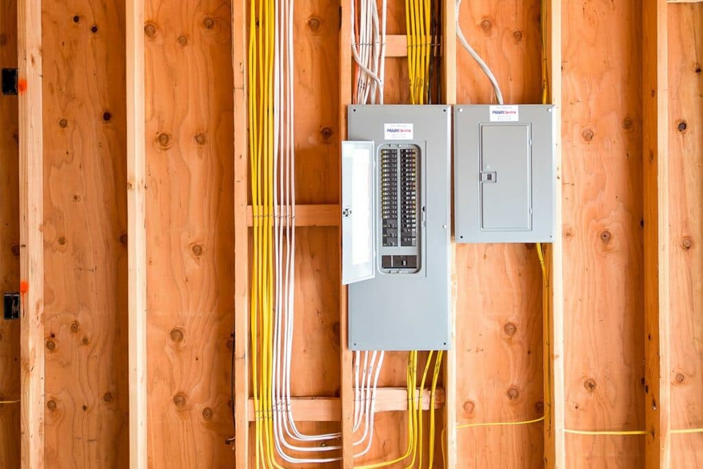 A service panel containing wires and switches is a crucial requirement for residential electrical work carried out by local electricians in Vancouver, WA.