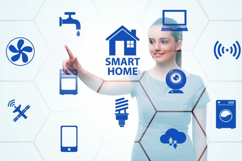 Smart home concept with woman to illustrate Smart Home Projects The Future is Now